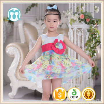 Nuevo vestido de la muchacha personalizada 2-16 años Baby Girls Pattens Summer Style Floral Print algodón Casual niñas vestido de fiesta niños